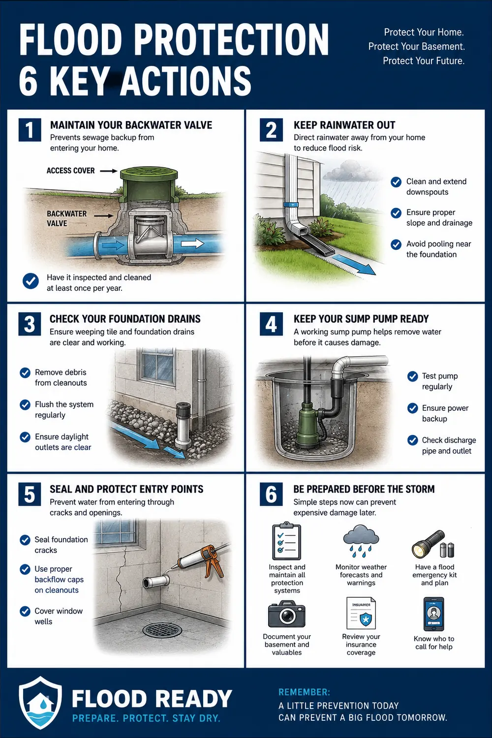 Illustrated flood protection education poster