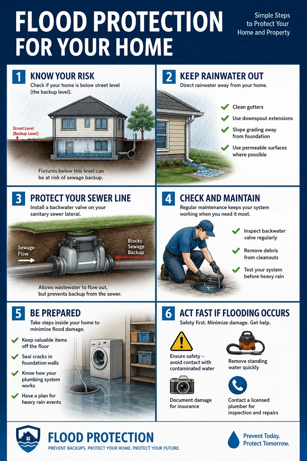 A Flat Infographic Poster Design About Flood Prote